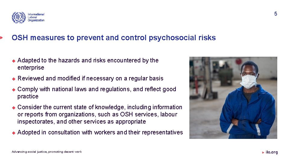 5 OSH measures to prevent and control psychosocial risks Adapted to the hazards and