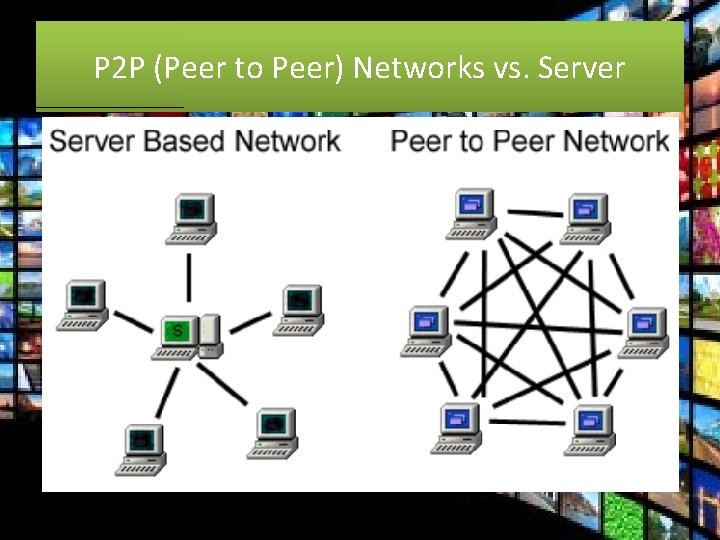 P 2 P (Peer to Peer) Networks vs. Server 