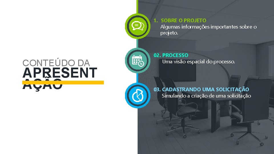 1. SOBRE O PROJETO Algumas informações importantes sobre o projeto. CONTEÚDO DA APRESENT AÇÃO