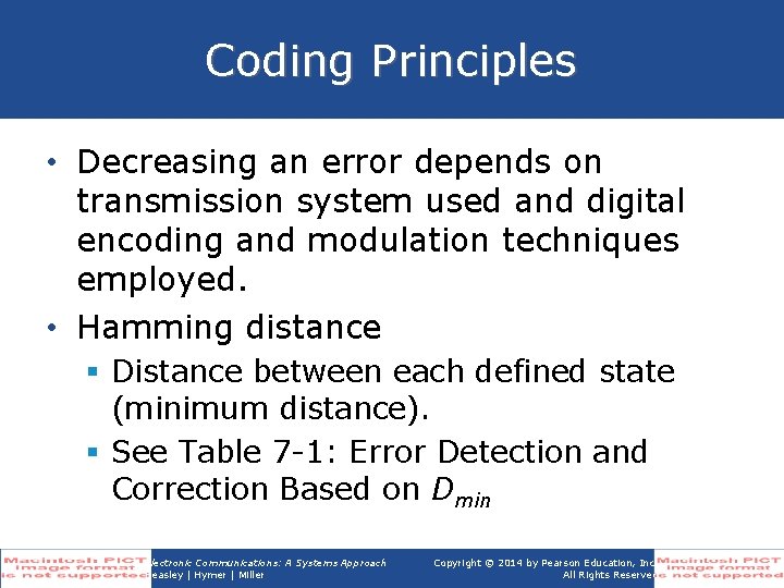 Coding Principles • Decreasing an error depends on transmission system used and digital encoding Coding Principles • Decreasing an error depends on transmission system used and digital encoding