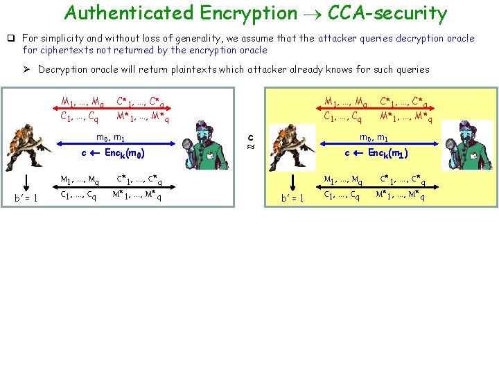 Authenticated Encryption CCA-security q For simplicity and without loss of generality, we assume that