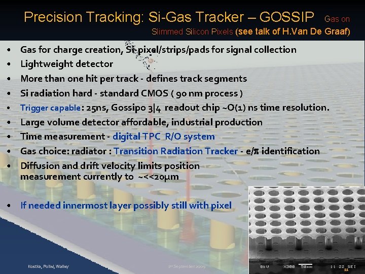 Precision Tracking: Si-Gas Tracker – GOSSIP Gas on Slimmed Silicon Pixels (see talk of