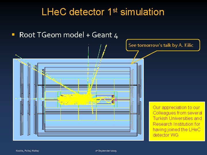 LHe. C detector 1 st simulation § Root TGeom model + Geant 4 See