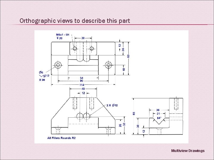 Orthographic views to describe this part Multiview Drawings 