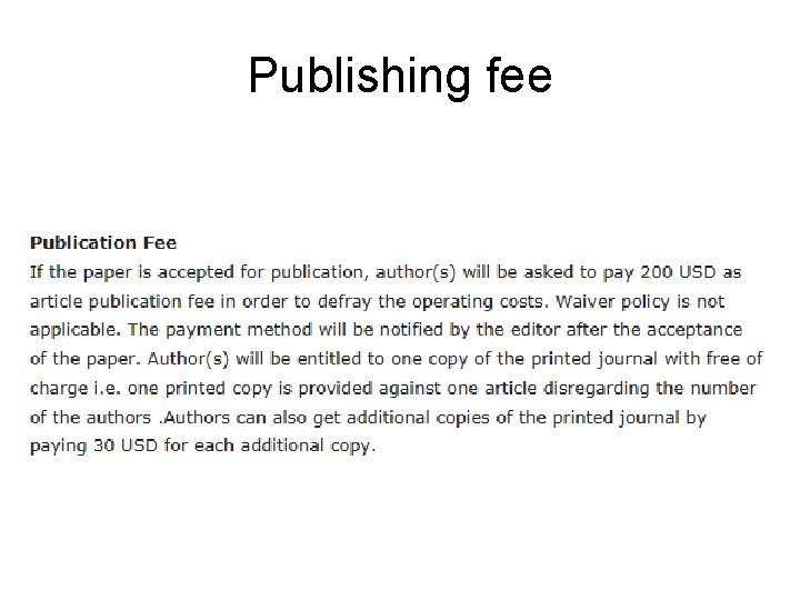 Publishing fee 