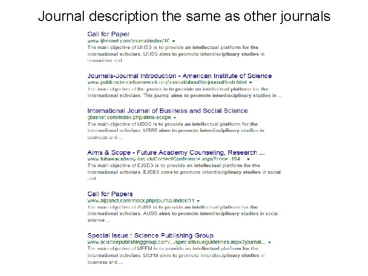 Journal description the same as other journals 