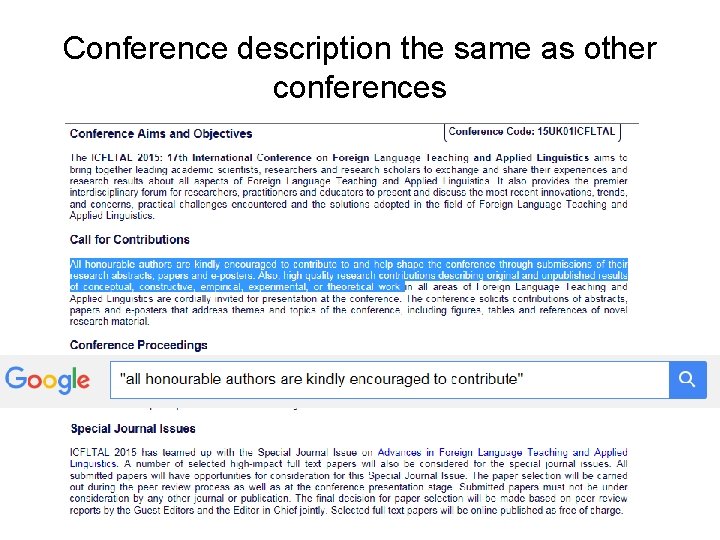 Conference description the same as other conferences 