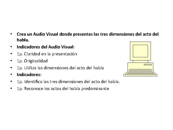  • Crea un Audio Visual donde presentes las tres dimensiones del acto del