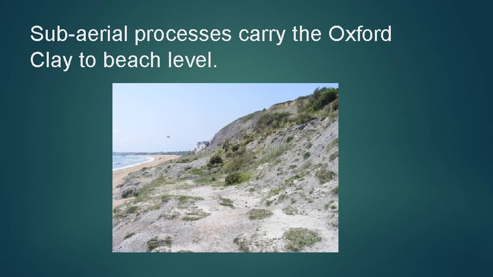 Sub-aerial processes carry the Oxford Clay to beach level. 