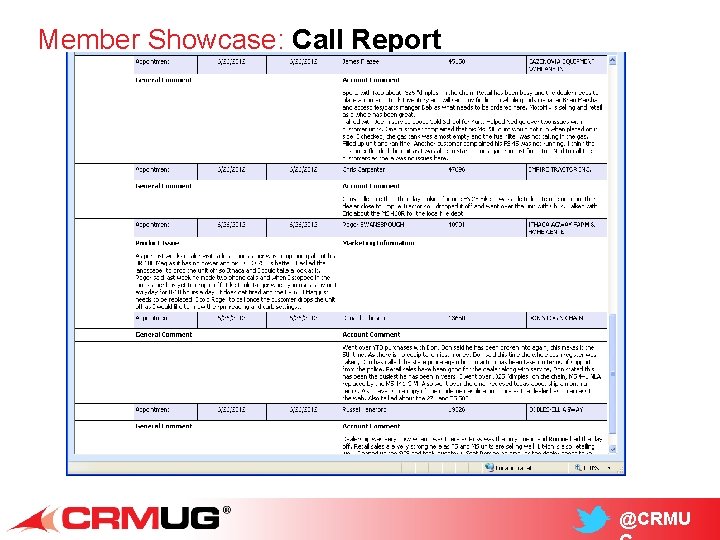 Member Showcase: Call Report @CRMU 