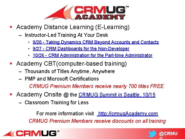 § Academy Distance Learning (E-Learning) – Instructor-Led Training At Your Desk • 9/20 -