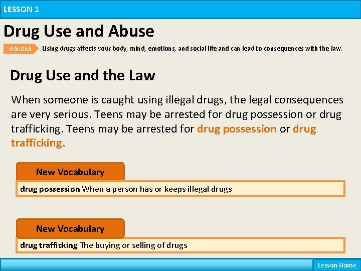 LESSON 1 Drug Use and Abuse BIG IDEA Using drugs affects your body, mind, LESSON 1 Drug Use and Abuse BIG IDEA Using drugs affects your body, mind,