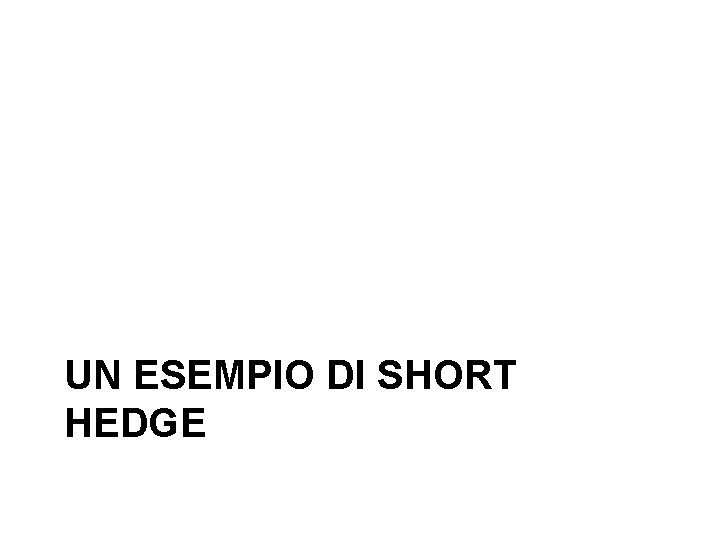 UN ESEMPIO DI SHORT HEDGE 