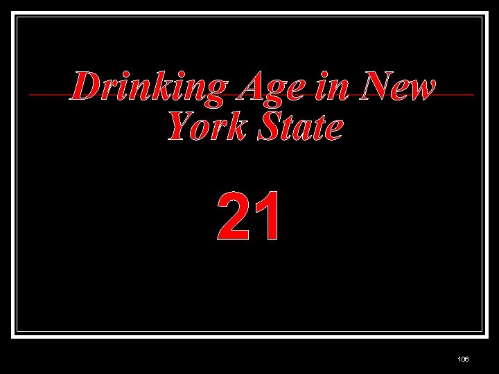 Drinking Age in New York State 21 106 