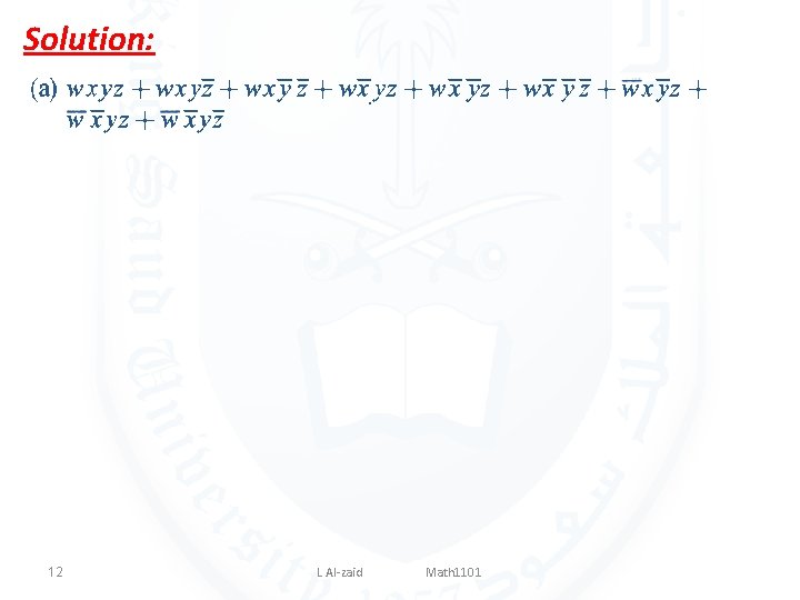 Solution: 12 L Al-zaid Math 1101 
