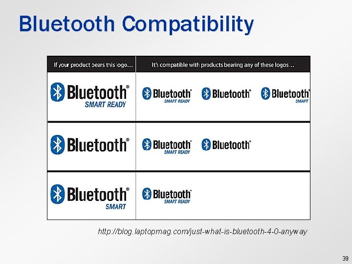 Bluetooth Compatibility http: //blog. laptopmag. com/just-what-is-bluetooth-4 -0 -anyway 39 