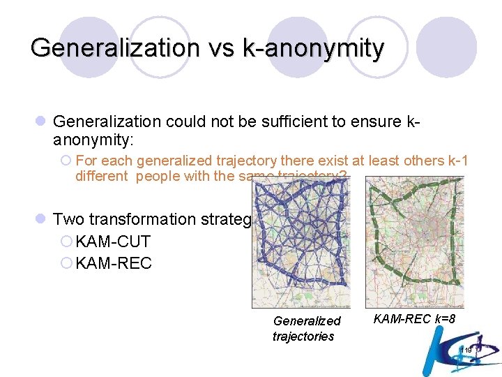 Generalization vs k-anonymity l Generalization could not be sufficient to ensure kanonymity: ¡ For