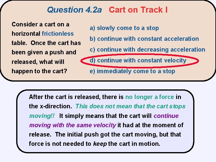 Question 4. 2 a Cart on Track I Consider a cart on a horizontal