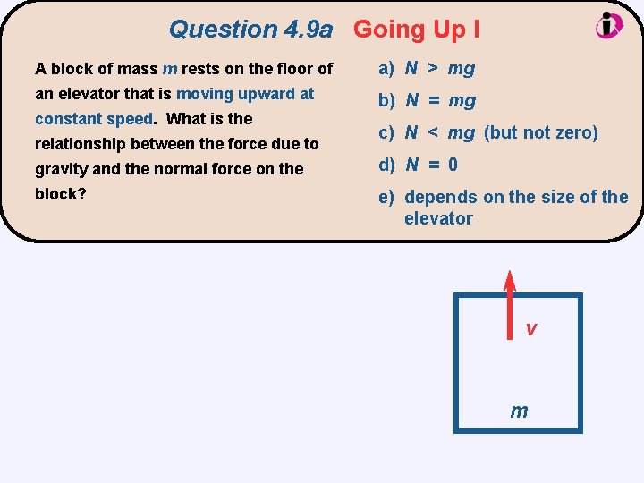 Question 4. 9 a Going Up I A block of mass m rests on