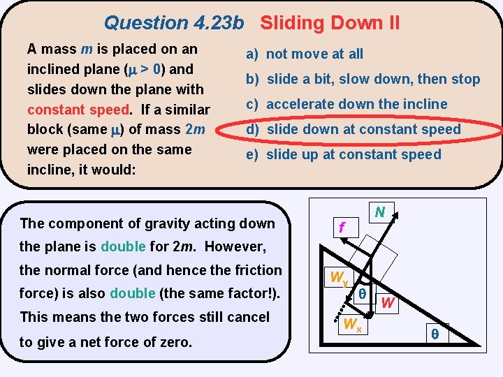 Question 4. 23 b Sliding Down II A mass m is placed on an