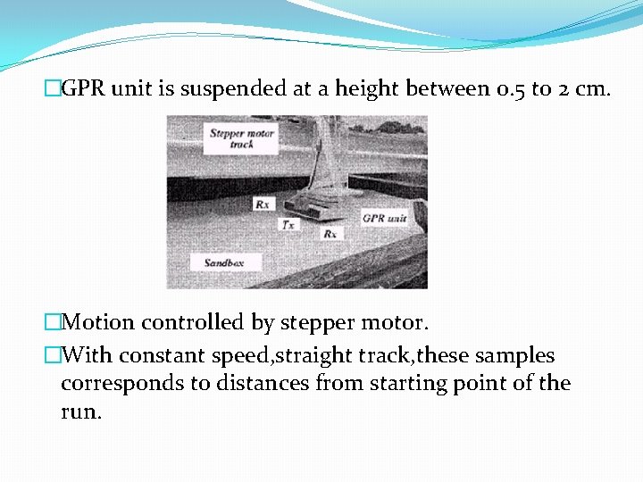 �GPR unit is suspended at a height between 0. 5 to 2 cm. �Motion