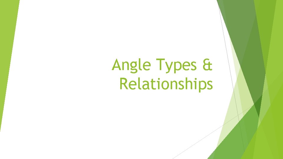 Angle Types & Relationships 
