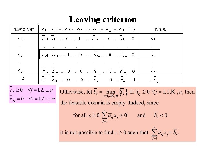 Leaving criterion 