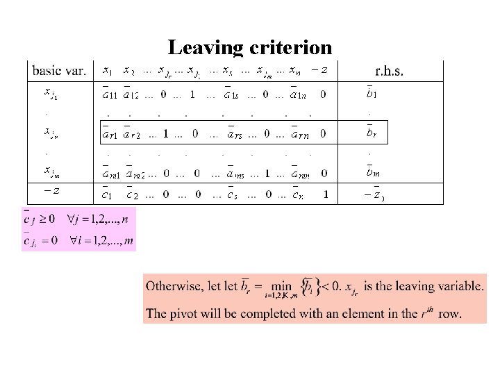 Leaving criterion 