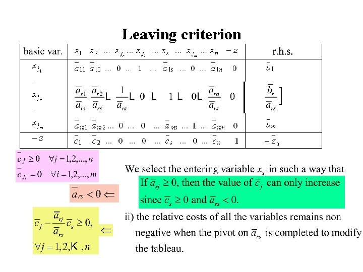 Leaving criterion 