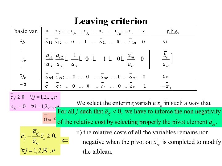 Leaving criterion 