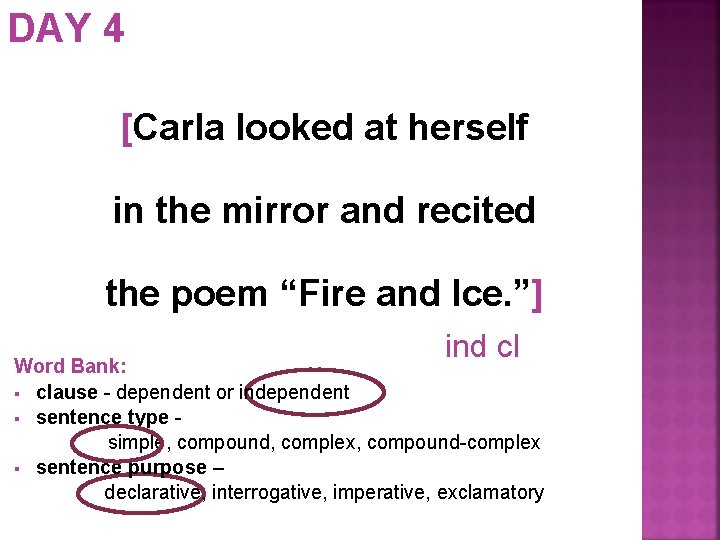 DAY 4 [Carla looked at herself in the mirror and recited the poem “Fire