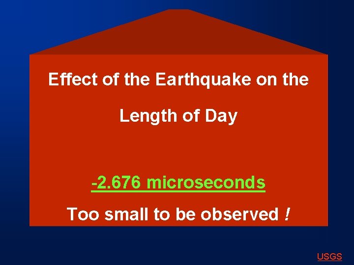 Effect of the Earthquake on the Length of Day -2. 676 microseconds Too small