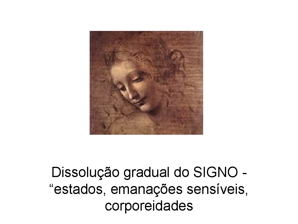 Dissolução gradual do SIGNO “estados, emanações sensíveis, corporeidades 