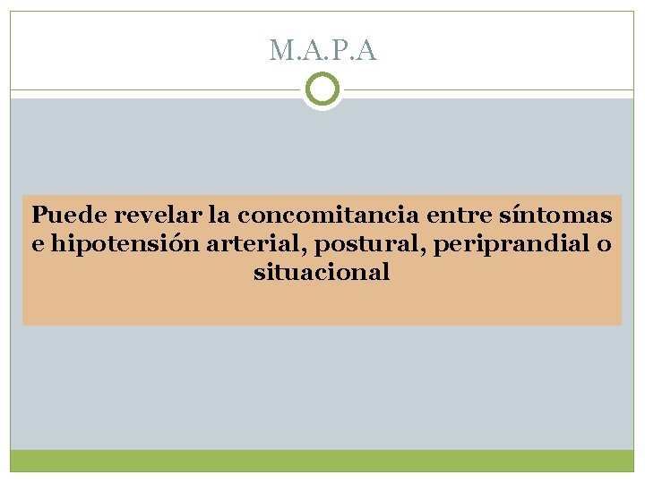 M. A. P. A Puede revelar la concomitancia entre síntomas e hipotensión arterial, postural,
