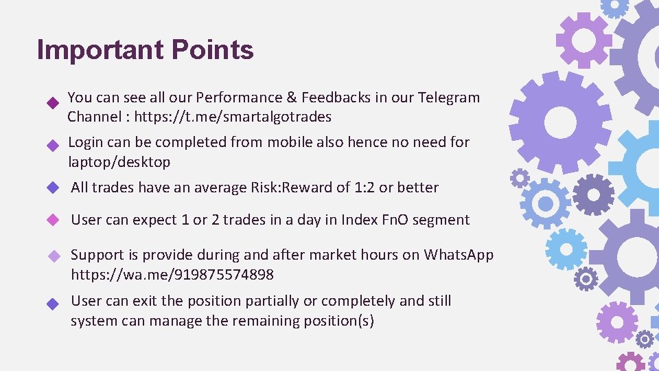 Important Points You can see all our Performance & Feedbacks in our Telegram Channel