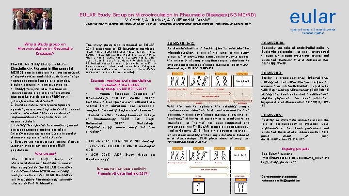 EULAR Study Group on Microcirculation in Rheumatic Diseases (SG MC/RD) V. Smith*1, A. Herrick