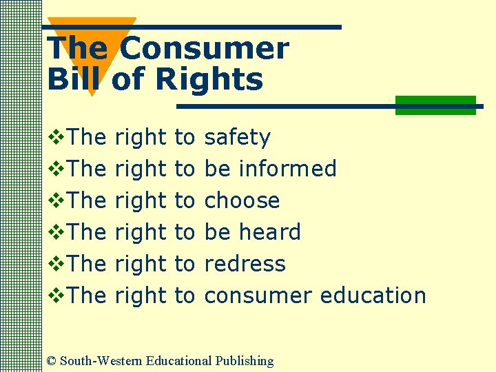 The Consumer Bill of Rights v. The right right to to to safety be