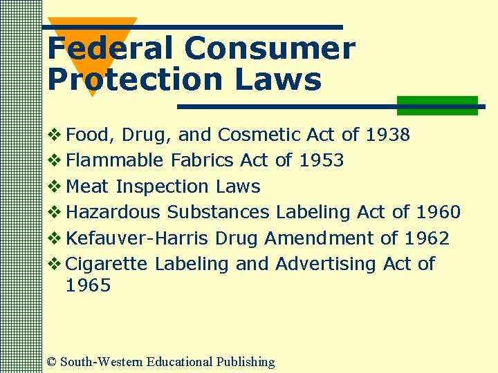 Federal Consumer Protection Laws v Food, Drug, and Cosmetic Act of 1938 v Flammable