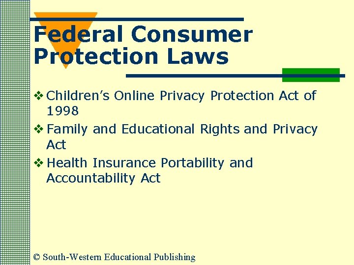 Federal Consumer Protection Laws v Children’s Online Privacy Protection Act of 1998 v Family