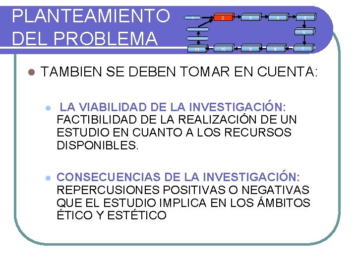 PLANTEAMIENTO DEL PROBLEMA l 1 2 3 4 5 6 11 10 9 8