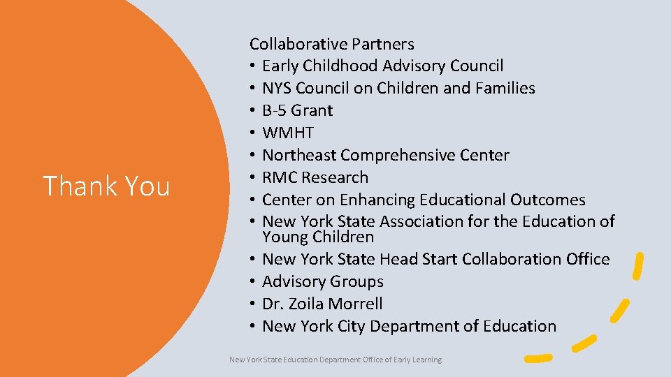 Thank You Collaborative Partners • Early Childhood Advisory Council • NYS Council on Children