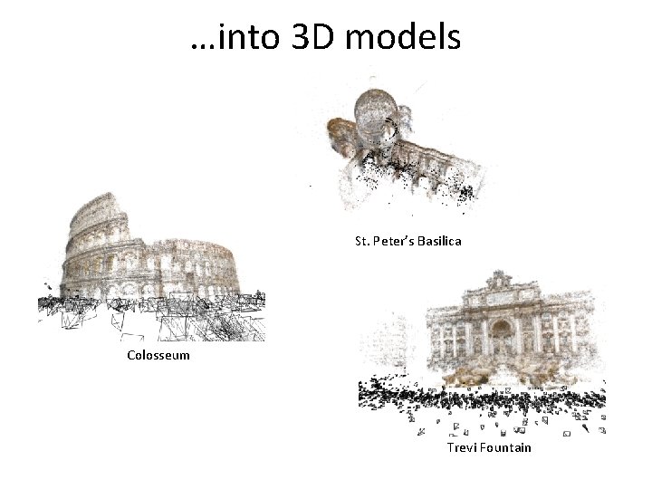 …into 3 D models St. Peter’s Basilica Colosseum Trevi Fountain …into 3 D models St. Peter’s Basilica Colosseum Trevi Fountain