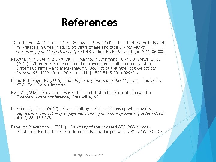 References Grundstrom, A. C. , Guse, C. E. , & Layde, P. M. (2012). References Grundstrom, A. C. , Guse, C. E. , & Layde, P. M. (2012).