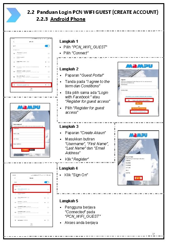 2. 2 Panduan Login PCN WIFI GUEST (CREATE ACCOUNT) 2. 2. 3 Android Phone