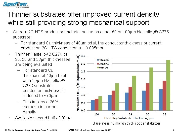 Thinner substrates offer improved current density while still providing strong mechanical support • Current