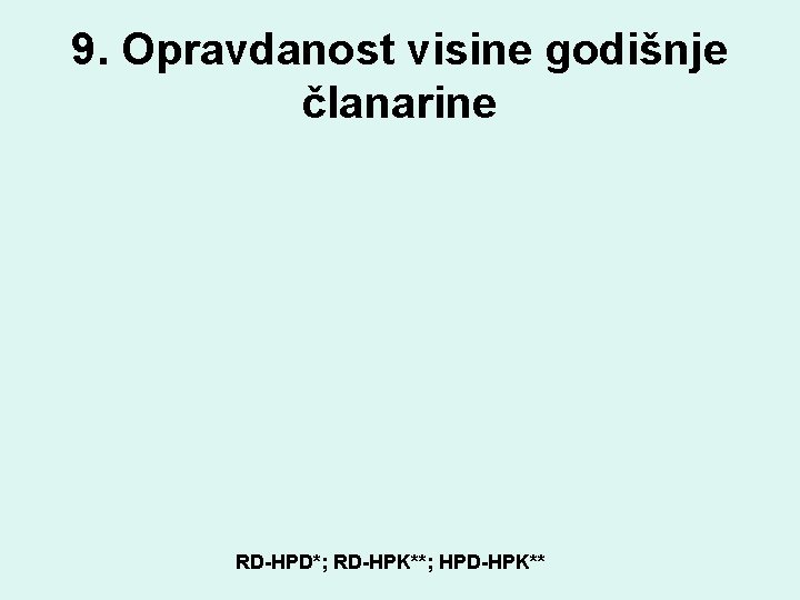 9. Opravdanost visine godišnje članarine RD-HPD*; RD-HPK**; HPD-HPK** 