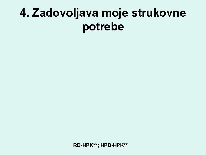 4. Zadovoljava moje strukovne potrebe RD-HPK**; HPD-HPK** 4. Zadovoljava moje strukovne potrebe RD-HPK**; HPD-HPK**