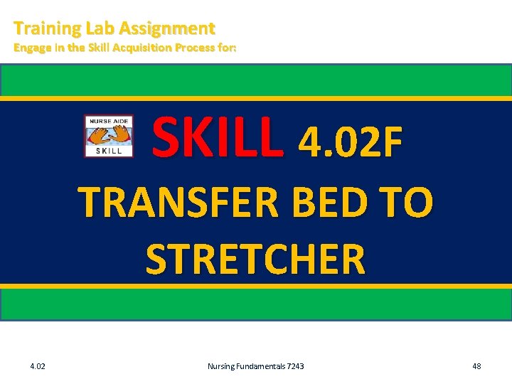 Training Lab Assignment Engage in the Skill Acquisition Process for: SKILL 4. 02 F