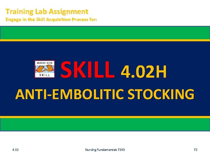 Training Lab Assignment Engage in the Skill Acquisition Process for: SKILL 4. 02 H