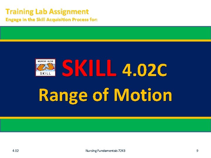 Training Lab Assignment Engage in the Skill Acquisition Process for: SKILL 4. 02 C